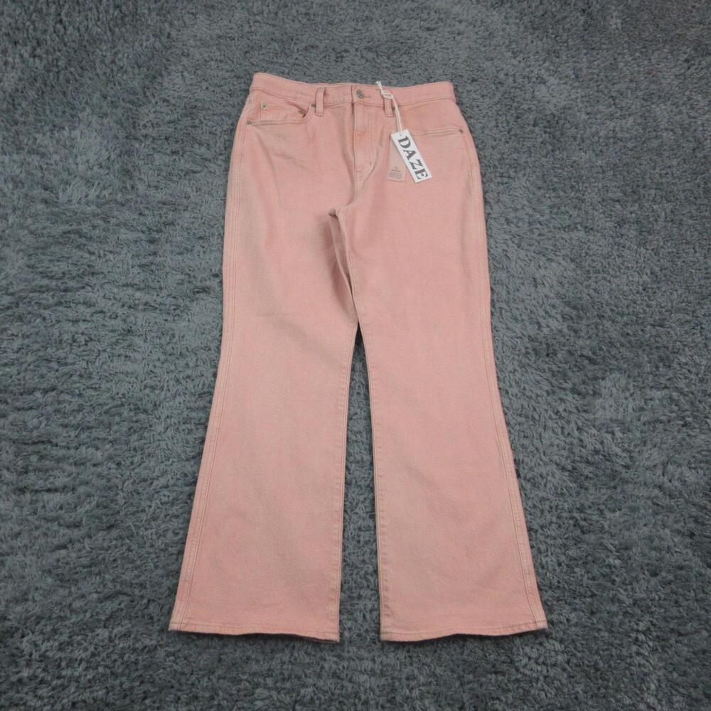 Daze Soho Jeans Womens 29 Pink Rosewater High Rise Ankle Flare 30x28* NWT